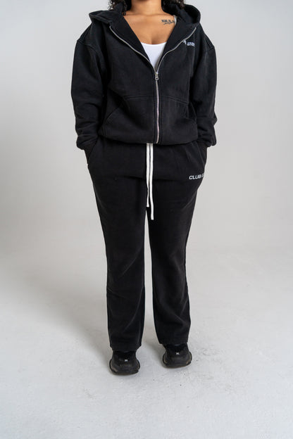 CLUB 22 WASHED STRAIGHT LEGGED PANTS - VINTAGE BLACK