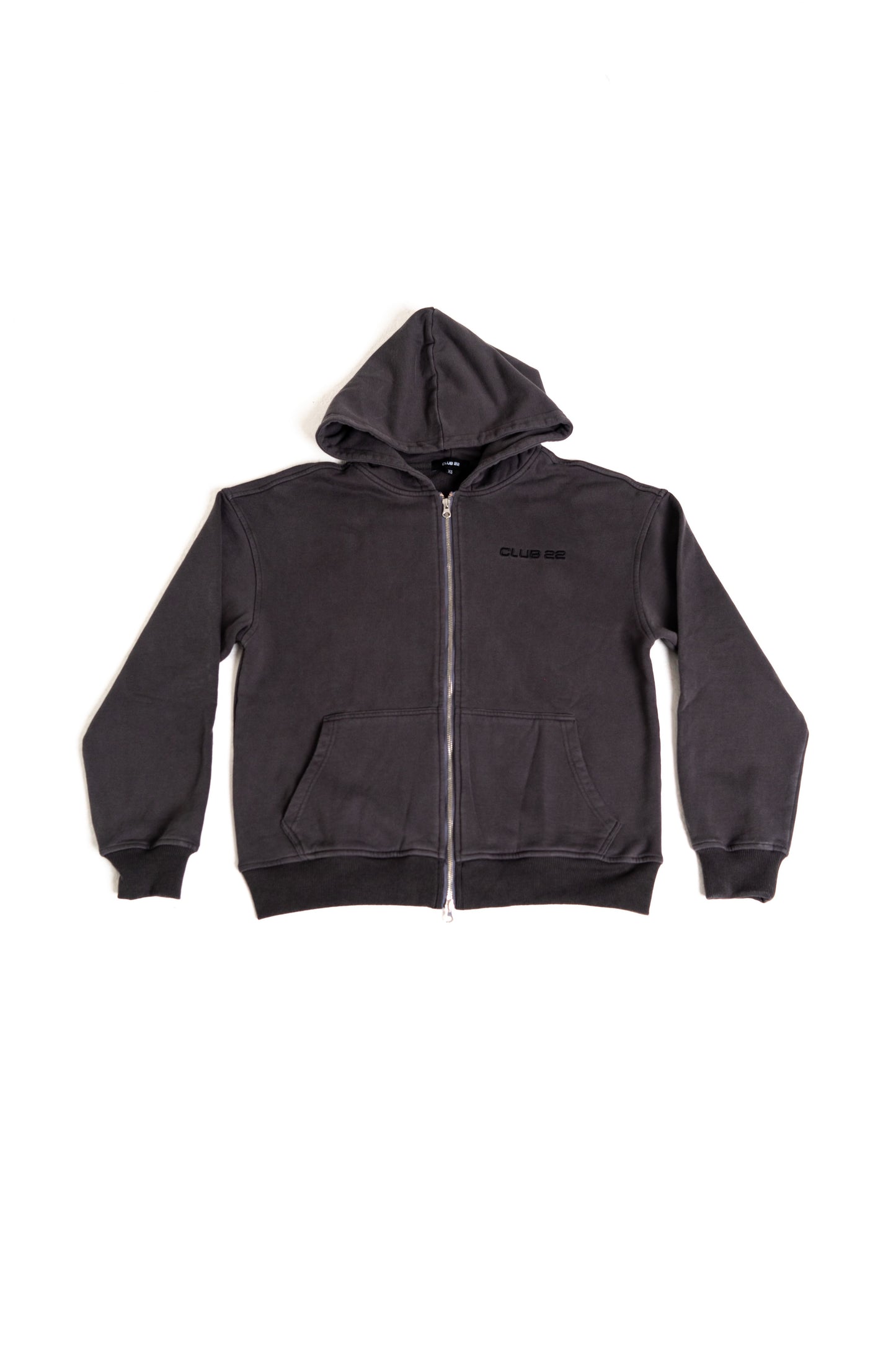 CLUB 22 WASHED ZIP HOODIE - VINTAGE GREY